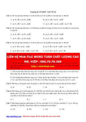 Bài tập trắc nghiệm Đại số và giải tích 11 - Chương II Tổ hợp - Xác suất